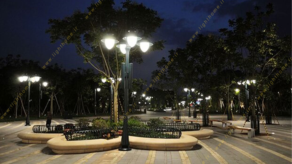 روشنایی پارک با چراغ های مدرن